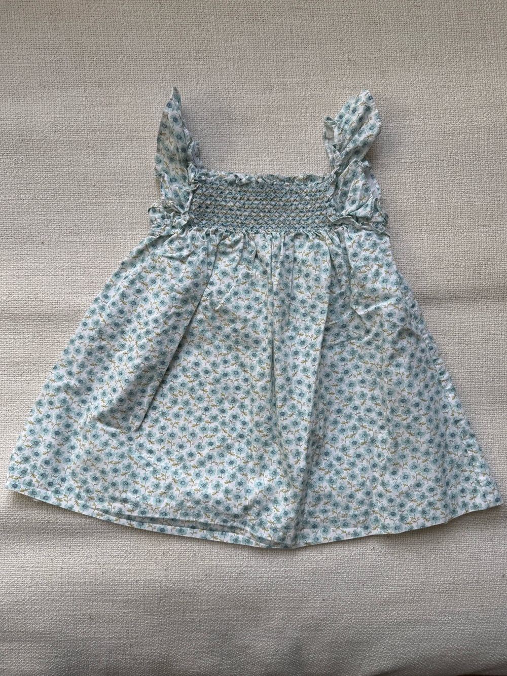 Lola Palacios Girls Floral Smocked Sundress Size 3T Ruffle Strap Cotton Dress
